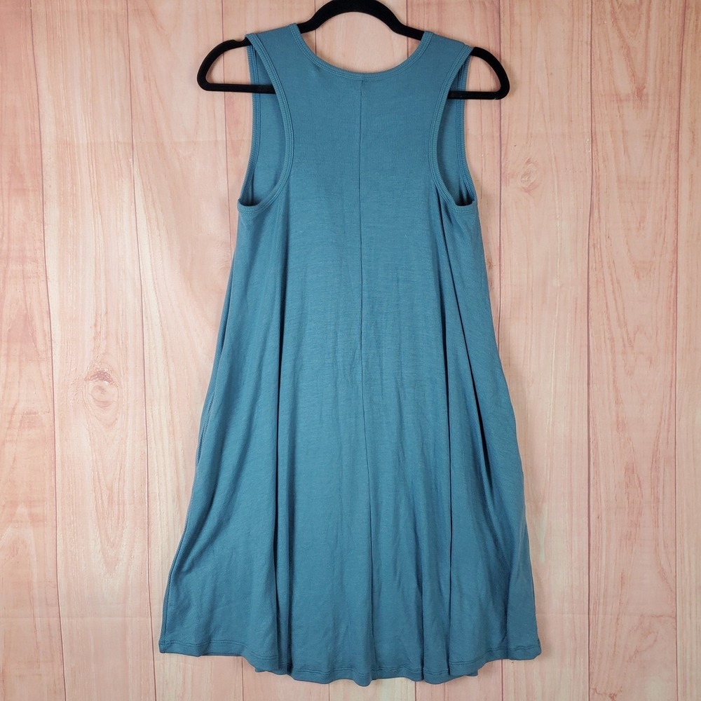 Toad & Co Daisy Rib A Line Dress Womens Large Blue Modal Round Neck Sleeveless - Picture 3 of 11